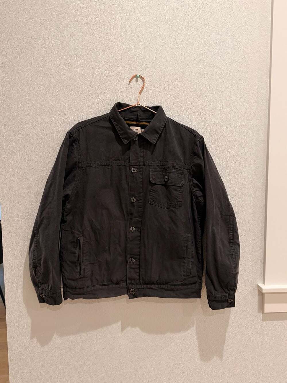 Flint and Tinder Flannel-Lined Waxed Trucker Jacket - Coal